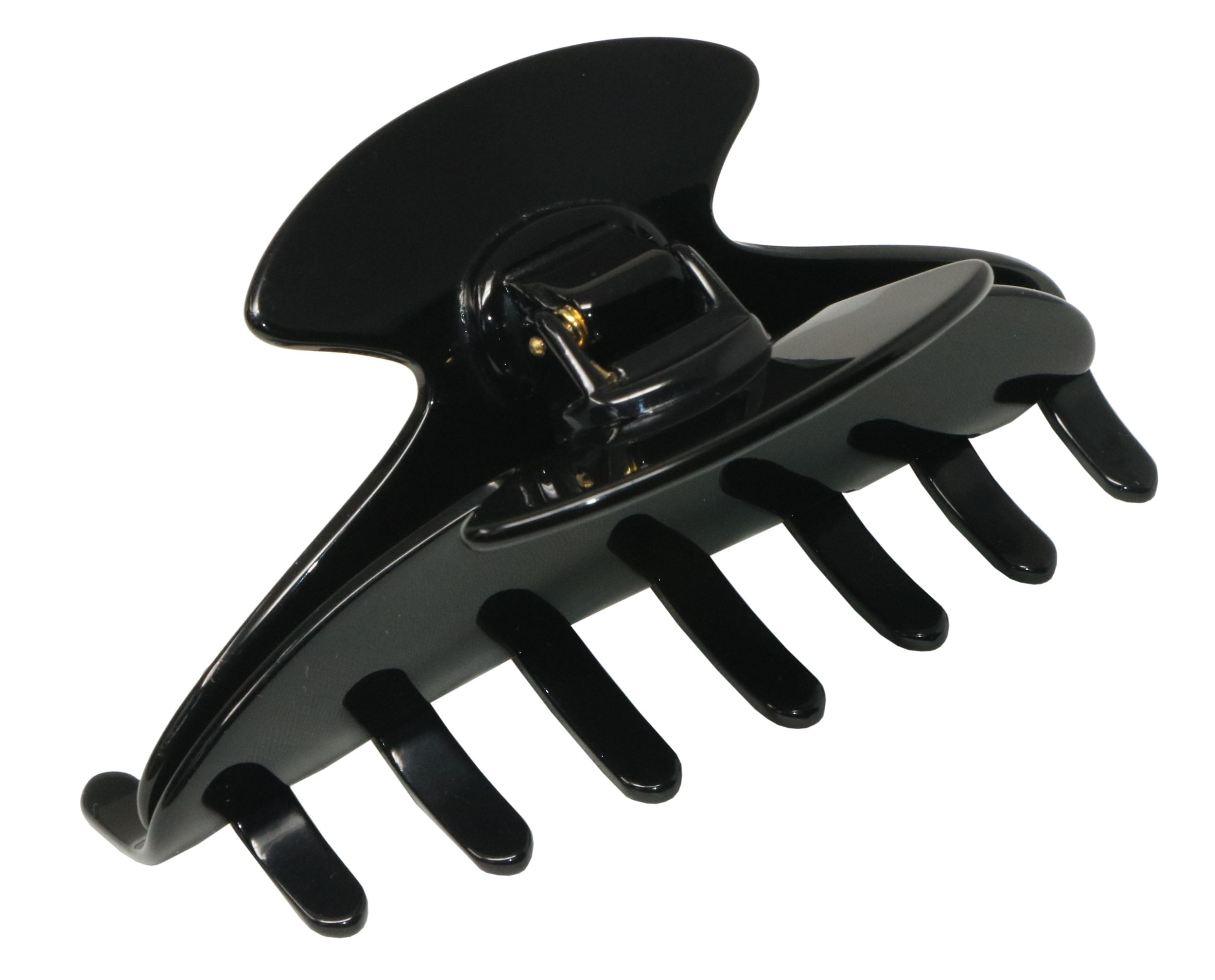 French Amie Extra Large Long Black Handmade Covered Spring Jaw Hair Claw