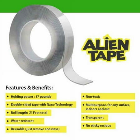 Alien Tape Nano Tape Multi Functional Double-Sided Mounting Tape 7ft Long & 6 Pack
