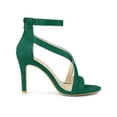 thumbnail image 3 of BLISSFUL STEP Women Zipper Ankle Strap Stiletto Heel Sandals Emerald Green 8, 3 of 7