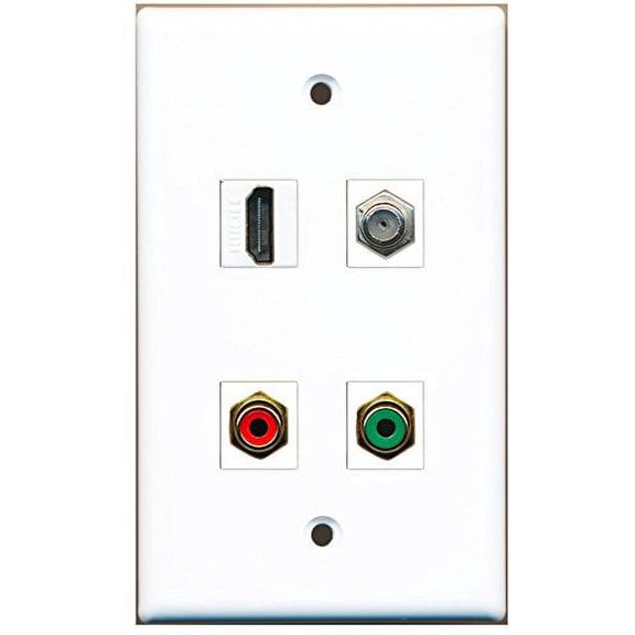 RiteAV - 1 Port HDMI 1 Port RCA Red 1 Port RCA Green 1 Port Coax Cable TV- F-Type Wall Plate