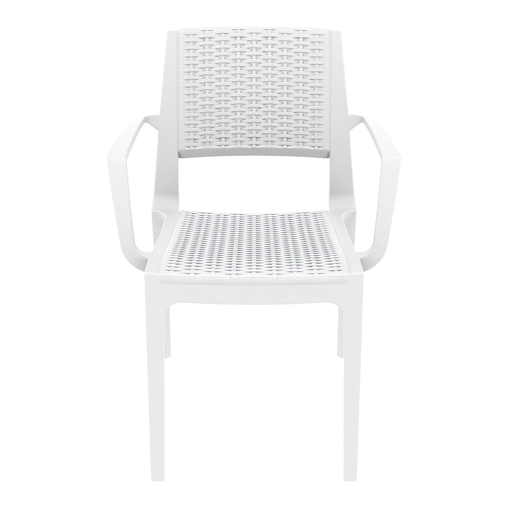 Luxury Commercial Living 32" White Outdoor Patio Wickerlook Dining Arm Chair - image 3 of 9