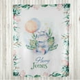 thumbnail image 1 of Animal Throw Blanket, Watercolor Design Happy Smiling Creature Green Teal Jungle Leaves, Flannel Fleece Accent with Personalized Name Photo Backdrop, 60" x 50", Pale Ceil Blue and Peach, by Ambesonne, 1 of 4