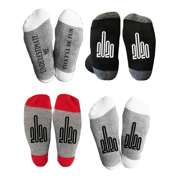 Aunavey 4 Pair Middle Finger 2020 Sucks Funny Socks Women Men Unisex Christmas Novelty Socks
