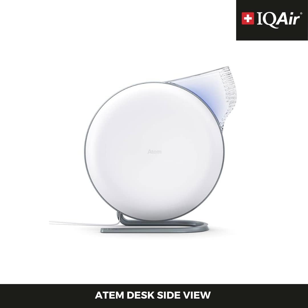 IQAir Atem Desk Personal HyperHEPA Air Purifier - Filters 99% of allergens, asthma triggers, airborne pollutants, odors and gasses - Perfect for offices or other small rooms (White)
