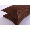 thumbnail image 3 of MarCielo 2-Piece Embroidered Pillow Shams, Decorative Microfiber Pillow Shams Set Standard Size Brown, 3 of 6