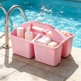 thumbnail image 4 of Pink Plastic Shower Caddy Basket With Drainage Holes, Portable Handheld Bath Storage Organizer for Toiletries Shampoo Conditioner, Wash Basket for Dorm Bathroom Travel, Household Shower Tote, 4 of 6