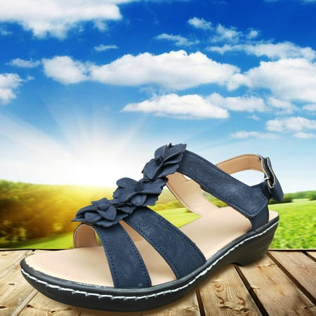

〖Yilirongyumm〗 Black 37 Sandals Women Flower Comfortable Women s Summer Fashion Wedge Sandals Hollow Casual Fish Mouth Women s Sandals