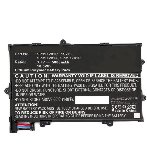 Batteries N Accessories BNA-WB-P5225 Tablets Battery - Li-Pol, 3.7, 5000mAh, Ultra High Capacity Battery - Replacement for Samsung SP397281A, SP397281P, SP397281P ( 1S2P) Battery