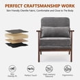 thumbnail image 3 of Newest 30" Mid-Century Modern Armchair, Dark Grey Fabric with Lumbar Pillow & Solid Wood Armrests for Living Room & Office, 3 of 13