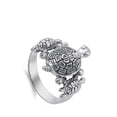 thumbnail image 4 of Large Wide Turtle Animal Family Friendship Ring Sterling Silver Band 925 Jewelry Female Male Size 7, 4 of 4