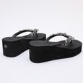thumbnail image 7 of Trendin Mode Women's Rhinestone Wedge Flip Flops - High Platform Comfort Thong Sandals with Iridescent Crystals, 7 of 7