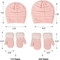 thumbnail image 2 of Muryuobao Toddler Kids Girls Boys Knitted Winter Hat Gloves Set Warm Fleece Lined Hats Baby Cable Skull Beanie Cap Mittens Set 3-6 Years Pink, 2 of 7