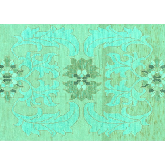 Ahgly Company Machine Washable Indoor Rectangle Abstract Turquoise Blue Modern Area Rugs, 8' x 10'