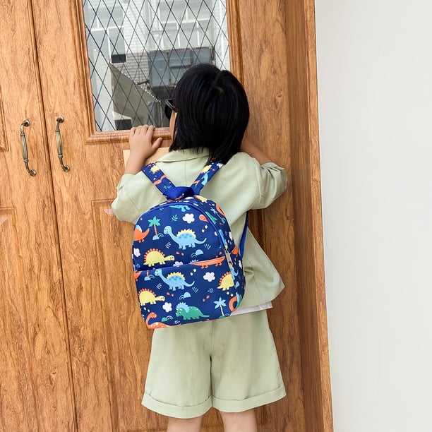 Bolso Mochila escolar para niños, mochila de nailon con dinosaurio de dibujos animados de animales bonitos para niños y niñas