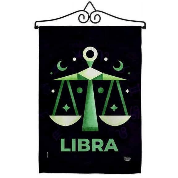 Ornament Collection GS190029-BO-02 13 x 18.5 in. Libra Garden Flag Set for Interests Zodiac Double-Sided Decorative Vertical Flags & House Decoration Banner Yard Gift