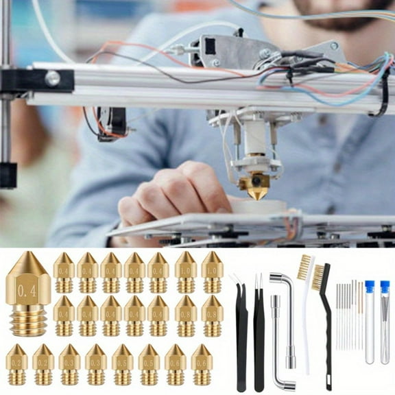 [Hand Tools Kits] 50 Pcs 3D Printer Nozzle Cleaning Set Includes 19 Pcs Stainless Steel Needles Cleaner Tools and 23 Pcs MK8 Nozzles Multiple Sizes Compatible with Makerbot Creality CR-10 Ender 3 5