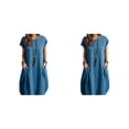 thumbnail image 3 of Sonducket Vestido de poliéster para mujer, sin mangas, informal, de verano, transpirable, cuello , bolsillo doble, vestidos de moda para niñas Type17 NO17, 3 of 6