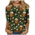 thumbnail image 2 of St Patricks Day Shirt for Women, Ladies Tops and Blouses 3/4 Sleeve, Round Neck Tee Shirts Ladies' 3/4 Sleeved Round Neck T Shirt St. Patrick's Day Printed Tops Shirts, 2 of 5