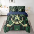 thumbnail image 2 of jejeloiu Letter A Monogrammed 7-Piece Twin Bedding Sets,Golg Ball Sport Bedding Comforter Set,Green Black Plaid Sheet Sets For Girls Boys,Microfiber Room Decorative Reversible, 2 of 8