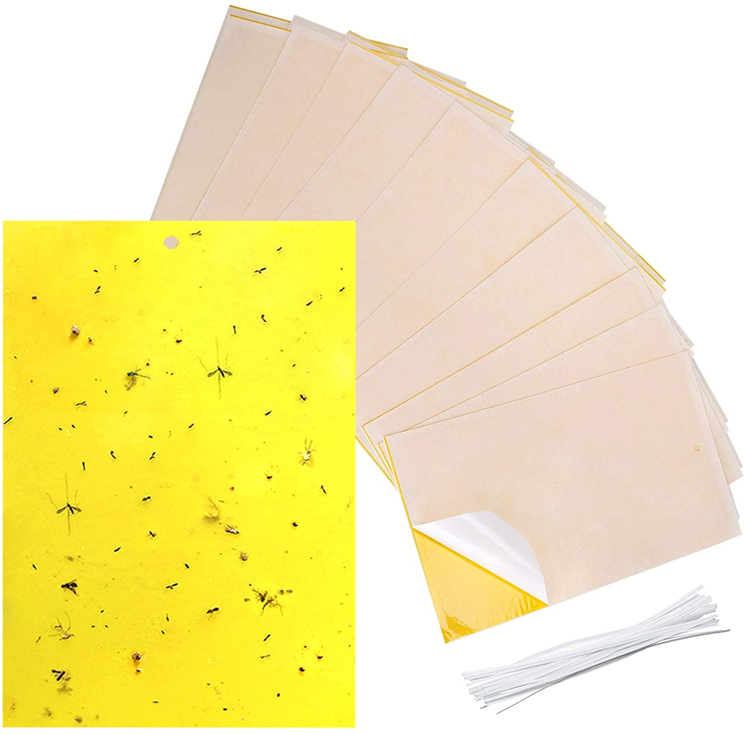 20-Pack Dual-Sided Yellow Sticky Traps for Fungus Gnat Whitefly Leafminers Aphid 