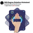 thumbnail image 4 of 3-Layer Kids Case for iPad Pro 11 2022/2021/2020/2018/Air4/Air5, Durable Sturdy Protection Silicone PC Case with Swivel Stand, Hand Strap Shoulder Strap Pencil Holder Charging Port Lid - Navyblue, 4 of 13