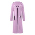 thumbnail image 6 of Resicozy Long Hoodies for Women Zip Up Oversized Long Sleeve Sweatshirt Winter Hoodie Dress with Pocket Light Purple L, 6 of 6