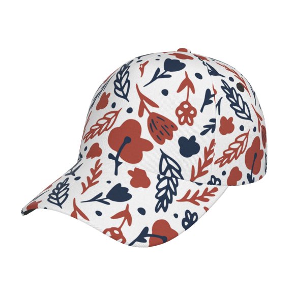 Naloa Original Classic Low Profile Hat Men Women Baseball Cap Dad Hat Adjustable Unconstructed Red Blue Leaves Print Cap