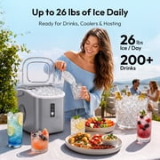 EUHOMY Countertop Ice Maker 26 lbs/Day Portable Self-Cleaning, 9 Bullet Ice in 6 Min, Silver