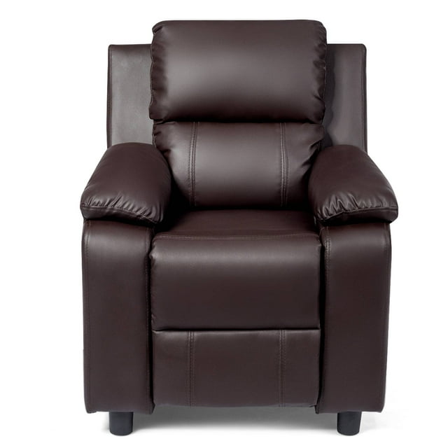Costway PU Leather Kids Recliner with Armrest & Headrest Lounge 3 Color