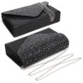 thumbnail image 2 of (00041074- Black) - Women's Evening Bag Envelope Rhinestone Party Prom Clutch Handbag Wedding Purse Shoulder Bag, 2 of 5