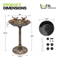 thumbnail image 2 of Magshion 28" Outdoor Garden Pedestal Bird Bath with Solar Pumb, for Patio Backyard Décor, Bronze, 2 of 9