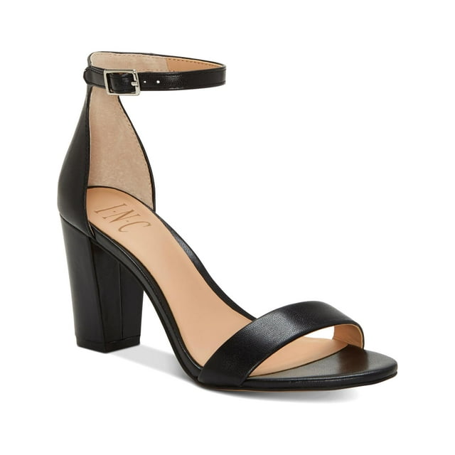 INC Womens Kivah Faux Leather Ankle Strap Dress Sandals Black 7 Medium (B,M)