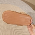 thumbnail image 4 of Women Curly Fleece Crochet Flower Mary Jane Backless Mule Slippers Brown 7.5-8.5, 4 of 9