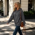 thumbnail image 6 of Hoodies for Women Solid Color Sweatshirt Hooded Long Sleeve Casual Tops Pullover with Pocket Dark Gray M, 6 of 6