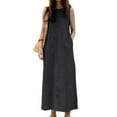 thumbnail image 1 of Innerwin Robe Débardeur en Denim Sans Manches Femme Longue Maxi Robes Fête Col Rond Bohème Été Plage Robe d'Été Noire 2TG, 1 of 2