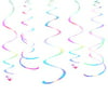 Iridescent White Party Hanging Swirl Decorations Shimmer Transparent White Plastic Streamer for Ceiling, Pack of 28