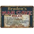 thumbnail image 1 of Braden's Man Cave Rules Chic Rustic Green Sign Home 8x12 Metal 108120049461, 1 of 1
