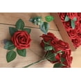 thumbnail image 2 of FlowGircnty Artificial Flower Dark Red Rose 25pcs Real Looking Fake Roses w/Stem for DIY Wedding Bouquets Centerpieces Arrangements Party Baby Shower Home Decorations, 2 of 4
