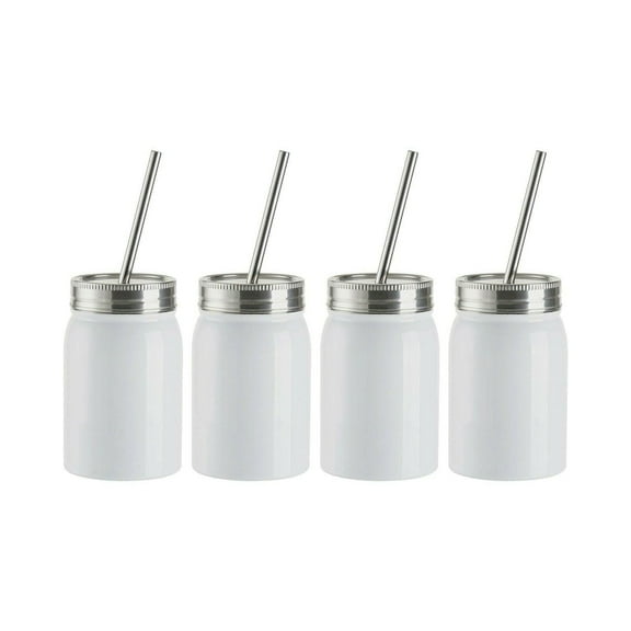 Craft Express Sublimation Printing Stainless Steel Mason Tumbler - 17 oz, White, Set of 4