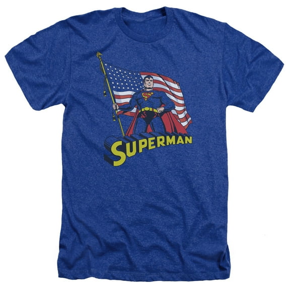 Superman - American Flag - Heather Short Sleeve Shirt - XX-Large