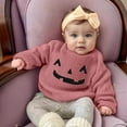 thumbnail image 5 of mgoYE Halloween Sweater Toddler Toddler Baby Girl Boy Halloween Sweatshirt Long Sleeve Pumpkin Shirt Crewneck Sweater Retro Top Fall Outfit|Pink 1-2 Years, 5 of 7