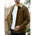 thumbnail image 5 of Men's Winter Trucker Jacket Thick Thermal Cotton Warm Fleece Lined Coat with Flap Pockets, 5 of 8