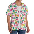 thumbnail image 2 of Fuzoiu Tulips Flowers Print Men's Casual Short,Men's Short Sleeve Shirt,Mens Casual Button Down Shirts,Cuban Collar Summer Shirt for Beach, Vacation, and Outdoor Activities-Large, 2 of 5
