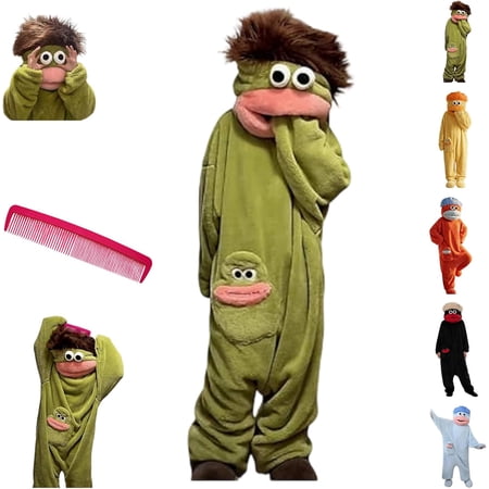 Mini Froggie Pajamas, Green Frog Onesie Pajamas, Funny Animal Loungewear for Home,Includes Comb and Shoes