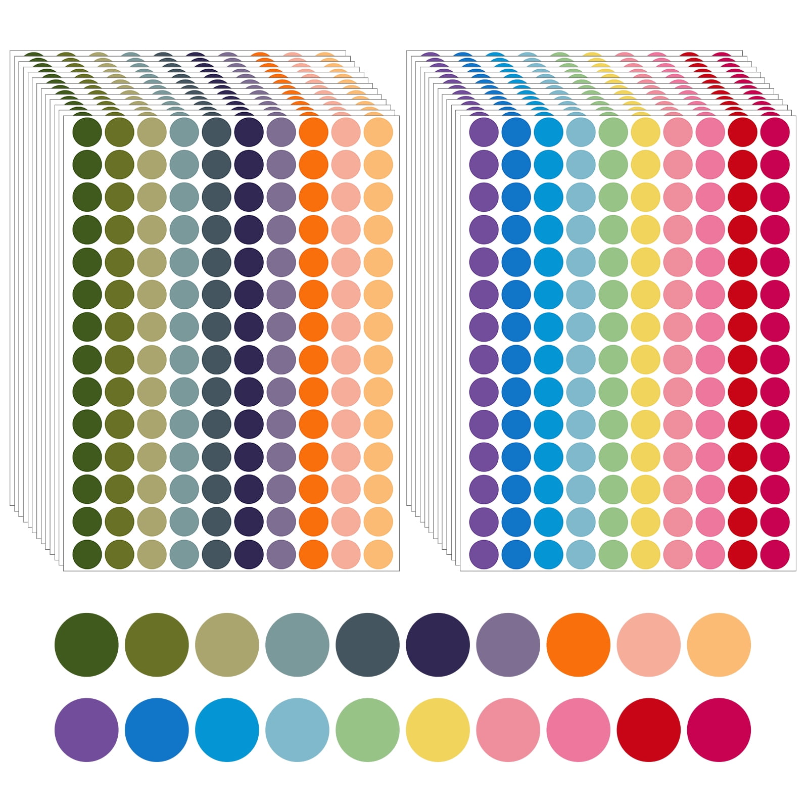 sixwipe 4200 Pcs Color Coding Dot Stickers, 3/4 Inch Round Labels, 20 Colors Circle Stickers for Color Coding, Organization, Inventory, Easy to Write On
