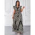 thumbnail image 3 of Black Plus Size Women V-Neck Wrap Maxi Dress With Butterfly Sleeves And Belted Waist, 3 of 6