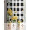 thumbnail image 5 of Sunflower Sheer Curtains 45 Inch Length 2 Panels Set, Summer Eucalyptus Botanical Floral Black Plaid Voile Window Treatment Rod Pocket Small Kitchen Curtains Drapes for Bedroom 52"x45"x2, 5 of 7