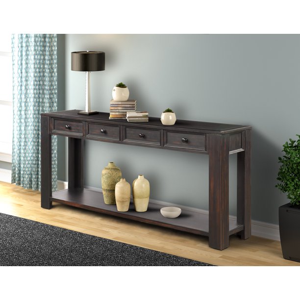 64'' x 15'' x 30'' Tall Console Table with 4 Storage Drawers, Tall