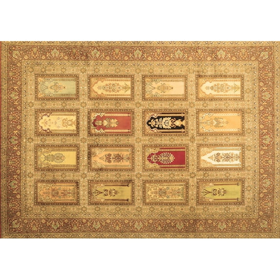 Ahgly Company Indoor Rectangle Abstract Brown Contemporary Area Rugs, 8' x 10'