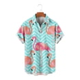 thumbnail image 3 of Animals Flamingo Men's Striped Short Sleeve Regular Fit Poplin Button Down Shirts, 3 of 4
